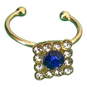 Elegant Gold plated and Blue Adjustable Ring
